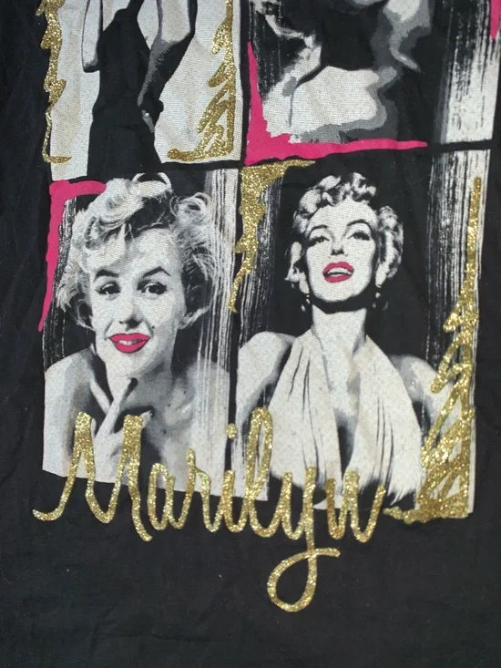 Marilyn Monroe Fitted Glitter T-Shirt Black & White - Picture 2 of 9